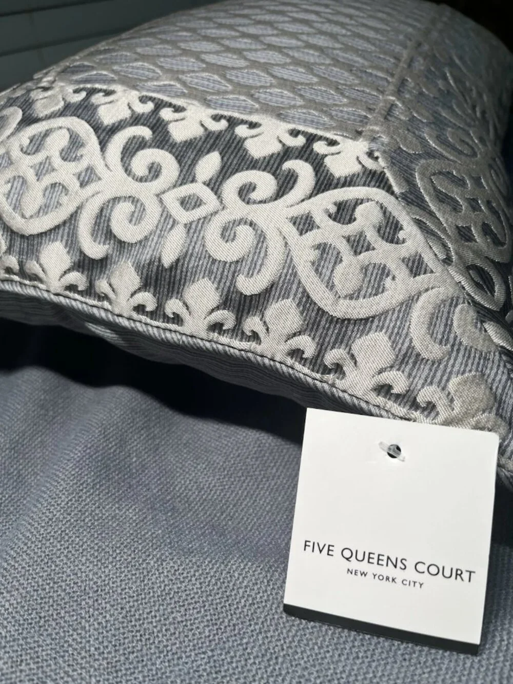 Five Queens Court Leah Boudoir Decorative Throw Pillow - Charcoal - NWT